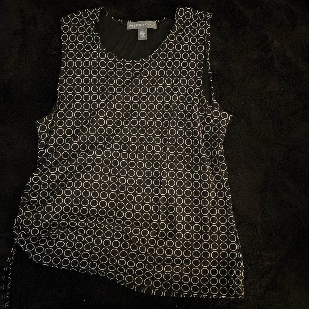 Elegant polkadot top Navy with string accent on the right side